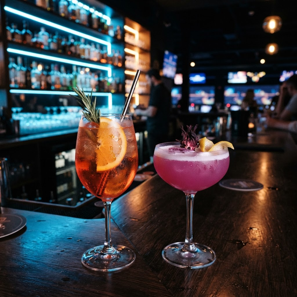 Cocktails an der Bar der Berolina Bowling Lounge